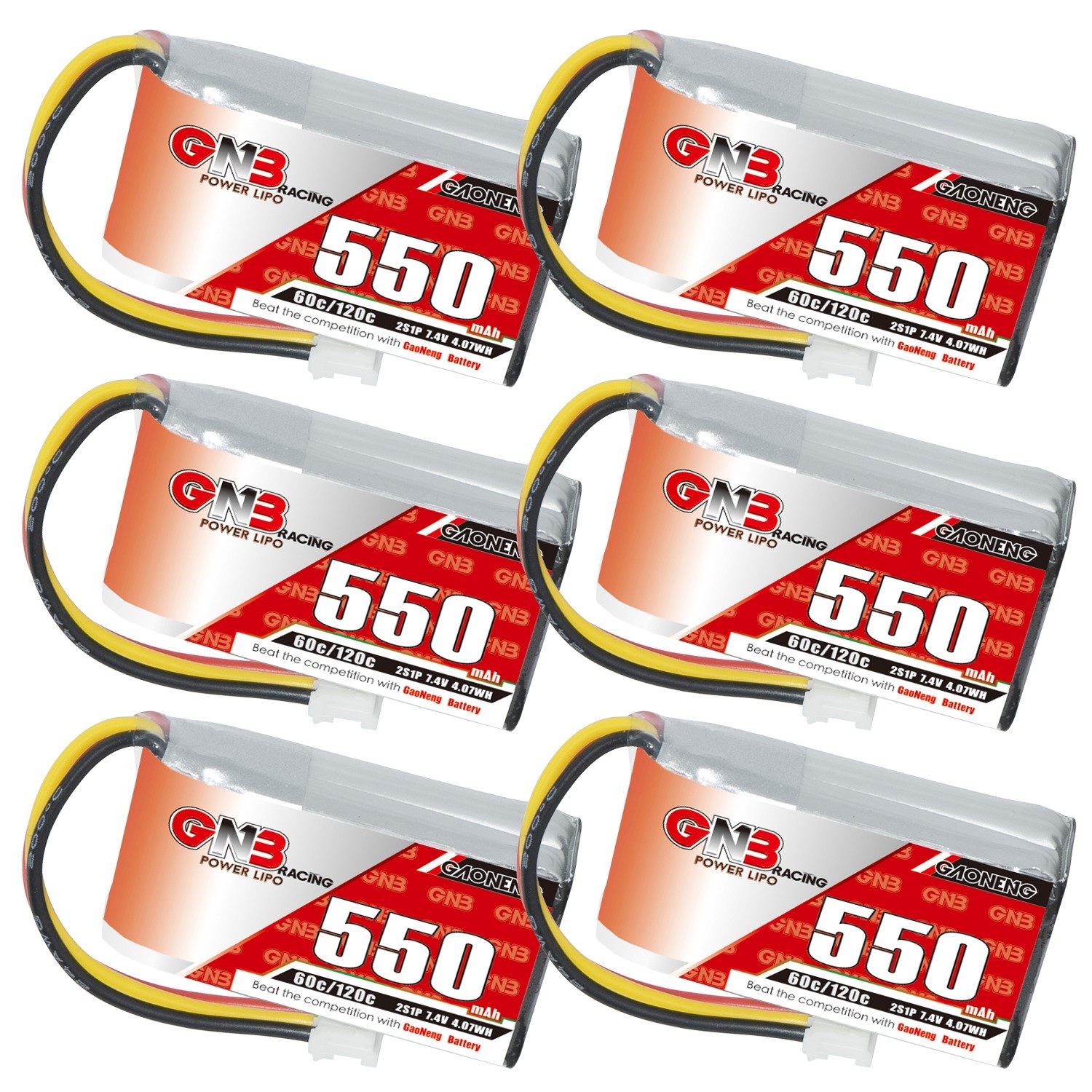 GAONENG GNB 2S 7.4V 550mAh 60C LiPo Battery PH2.0 3Pin Connector