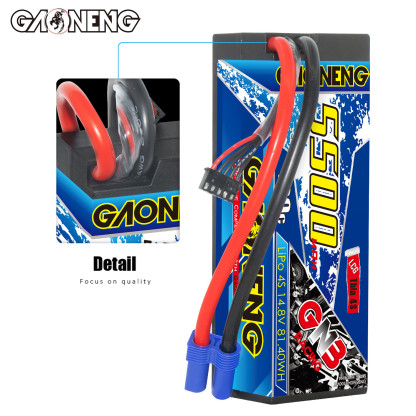 1PC - GAONENG GNB 4S 14.8V 5500mAh 100C Cabled LCG Hard Case LiPo Battery EC5