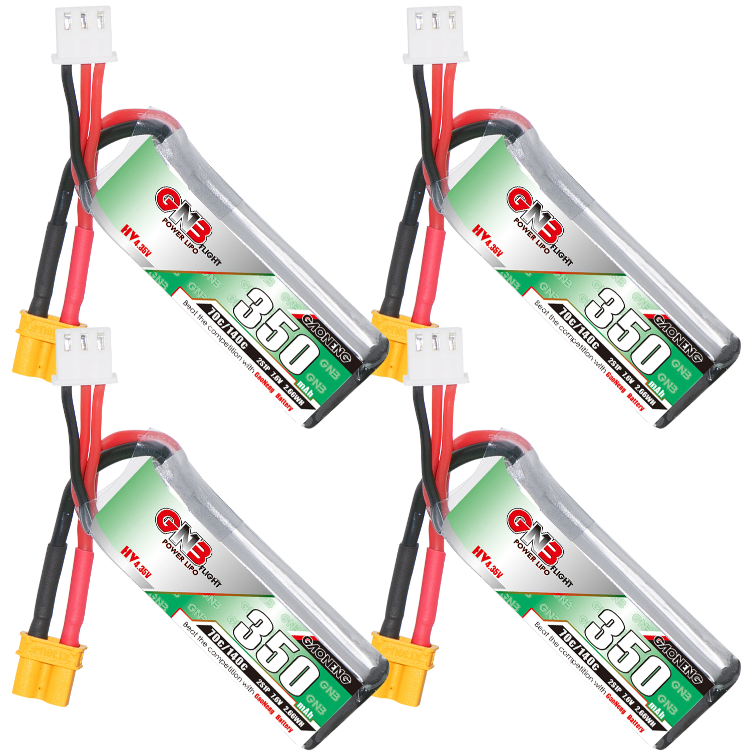 GAONENG GNB LiHV 2S 7.6V 350mAh 70C LiPo Battery XT30