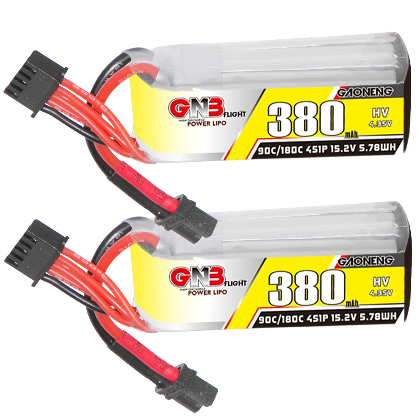 2PCS - GAONENG GNB LiHV 4S 15.2V 380mAh 90C XT30 LiPo Battery