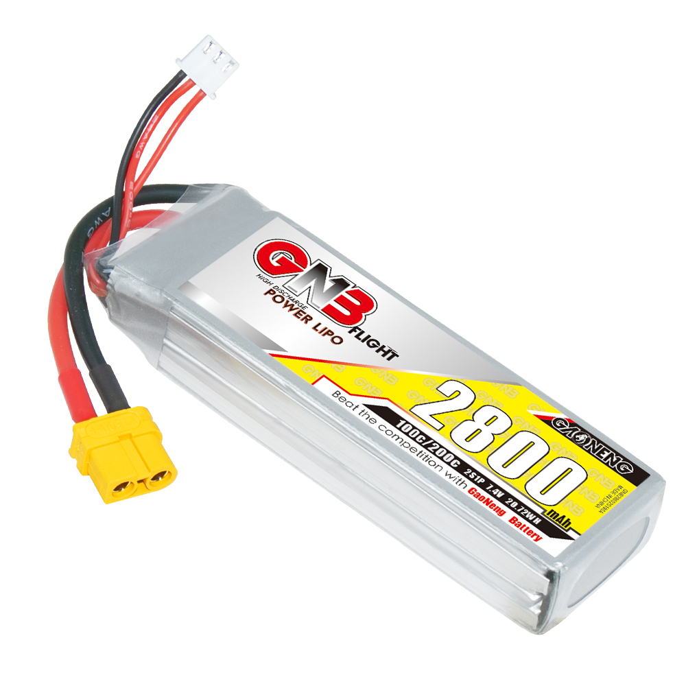2PCS - GAONENG GNB 2S 7.4V 2800mAh 100C LiPo Battery XT60 Connector