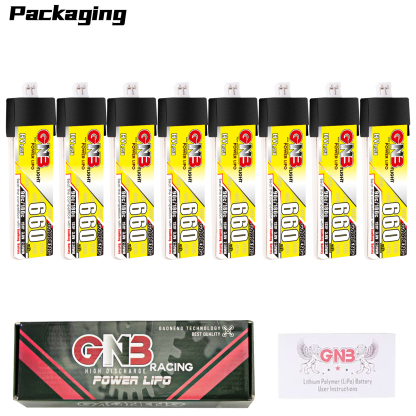 GAONENG GNB LiHV 1S 3.8V 660mAh 90C PH2.0 Plastic Head LiPo Battery