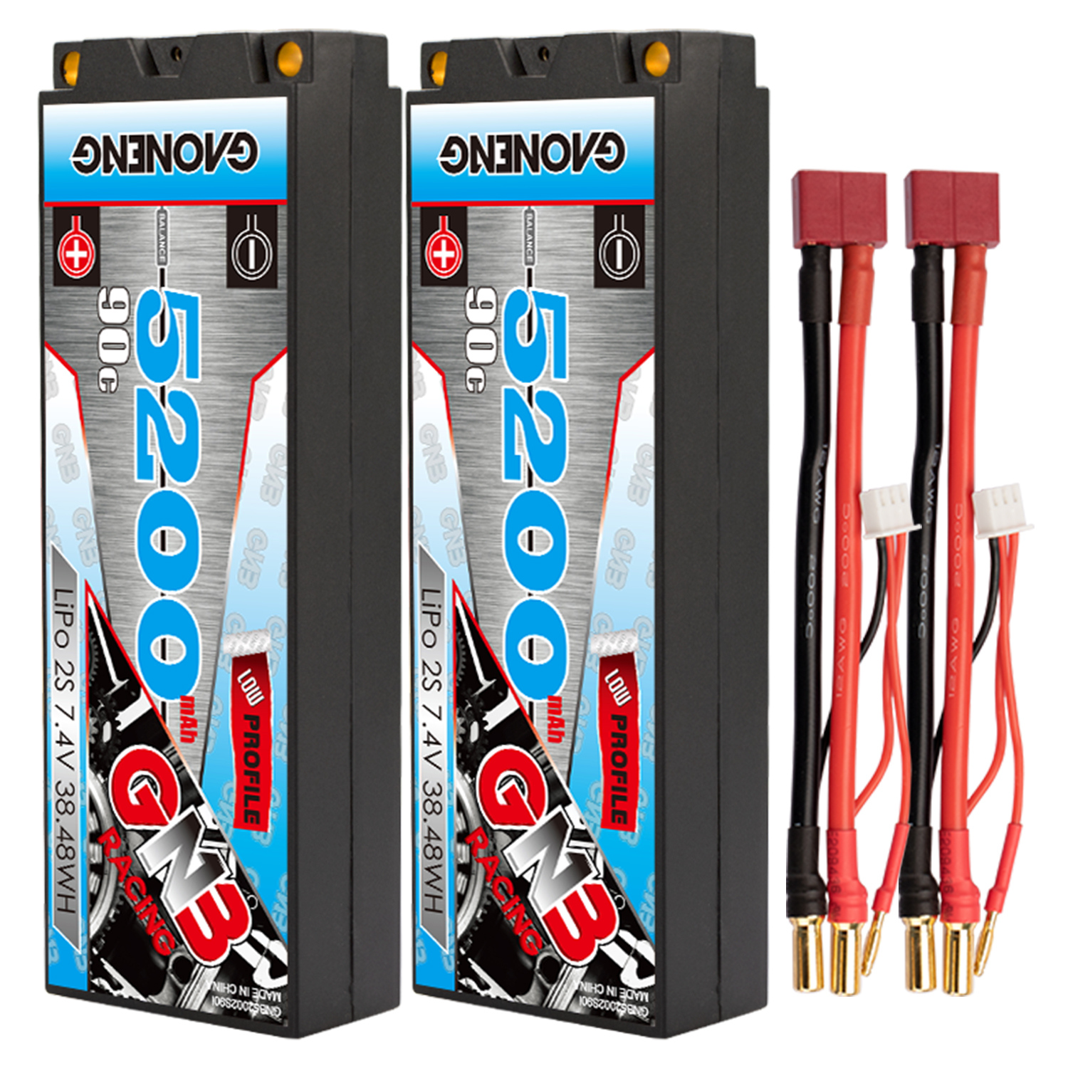 GAONENG GNB 2S 7.4V 5200mAh 90C 5mm Bullet Hard Case LiPo Battery