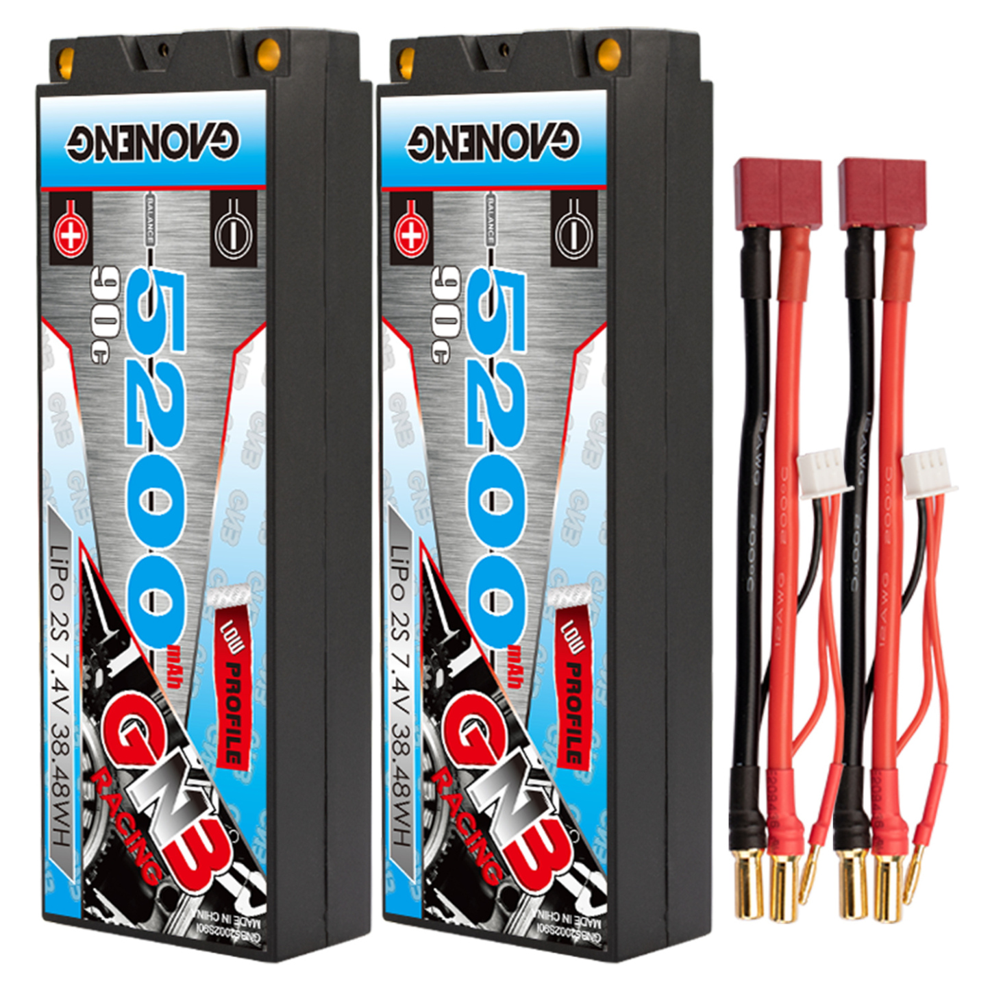 GAONENG GNB 2S 7.4V 5200mAh 90C 5mm Bullet Hard Case LiPo Battery