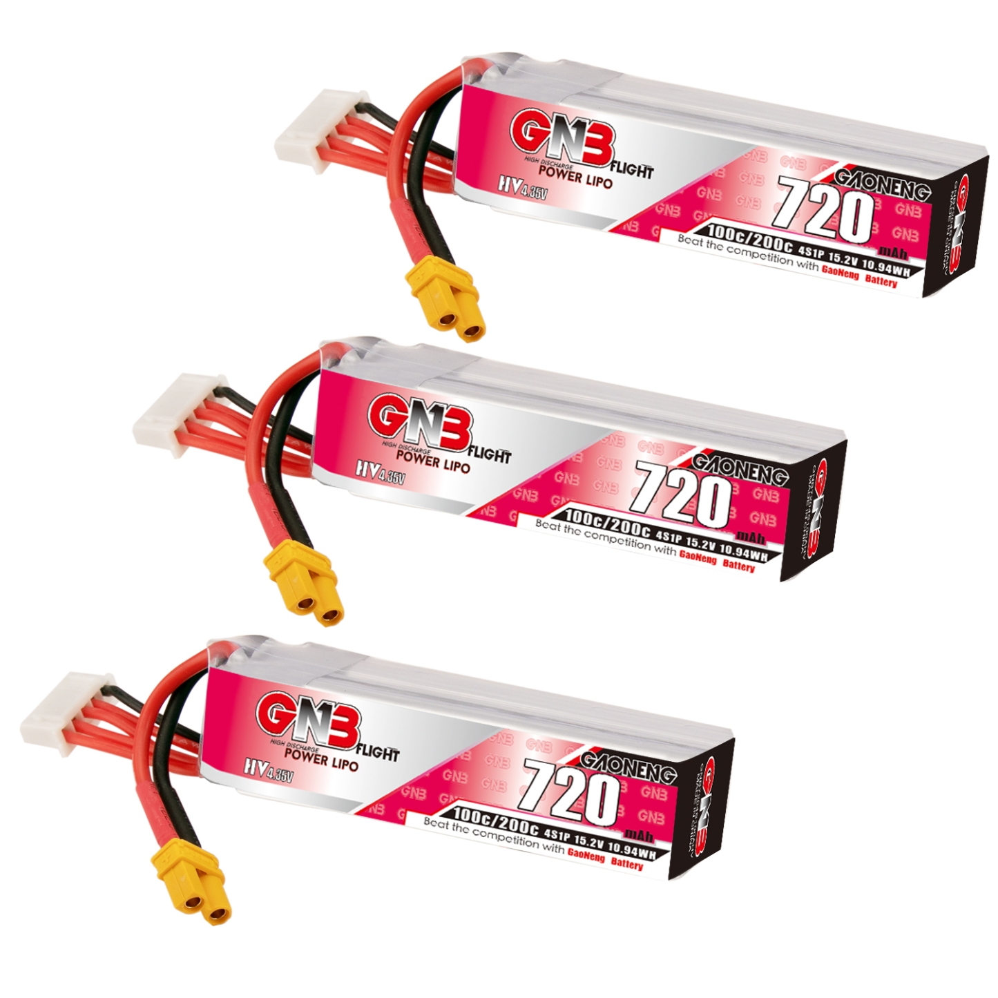 GAONENG GNB LiHV 4S 15.2V 720mAh 100C XT30 LiPo Battery Long Type