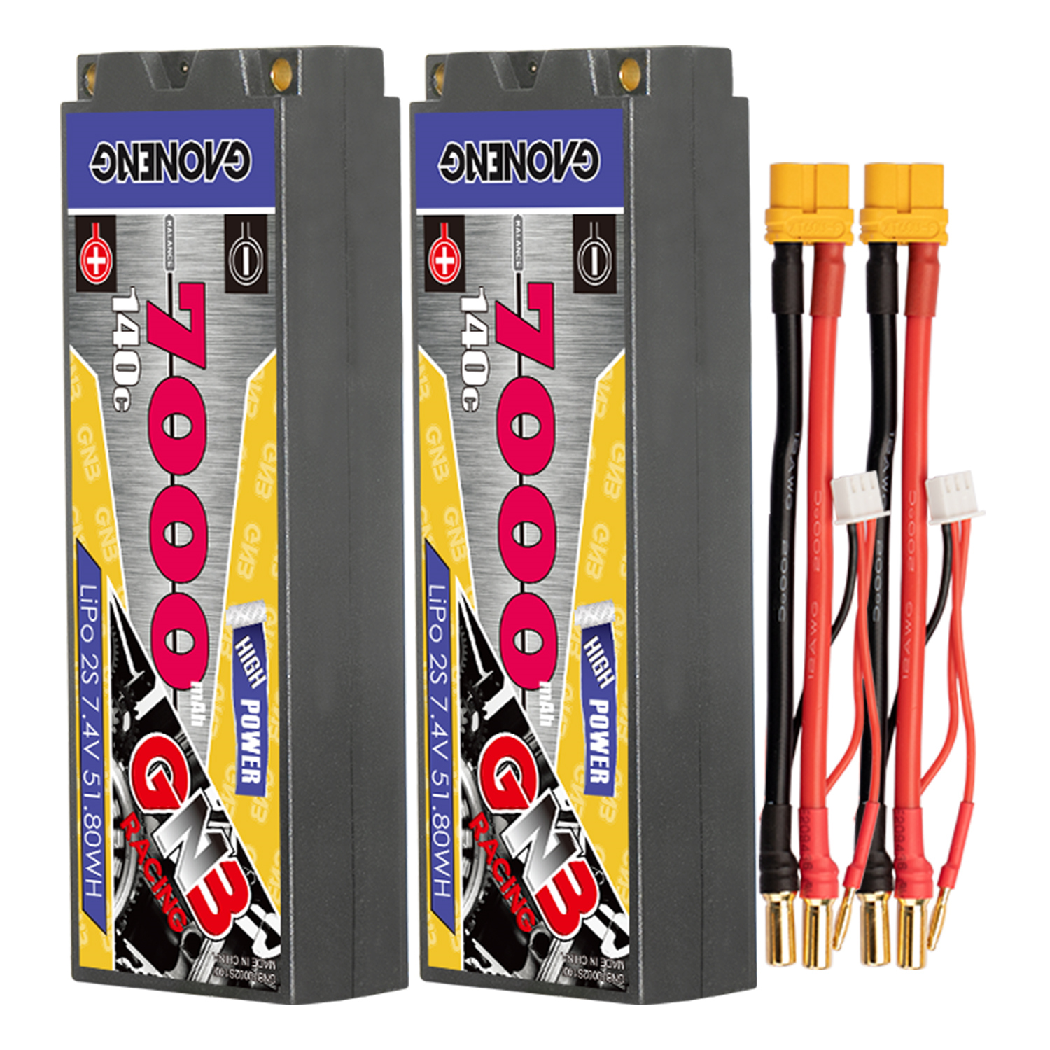 GAONENG GNB 2S 7.4V 7000mAh 140C 5mm Bullet Hard Case LiPo Battery