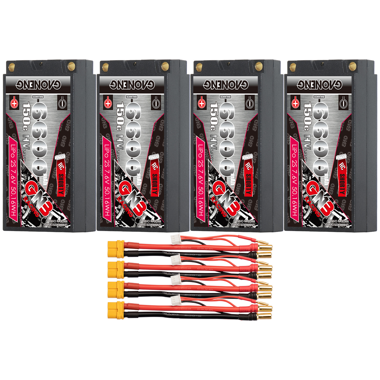 GAONENG GNB LiHV 2S 7.6V 6600mAh 150C Shorty Pack 5mm Bullet Hard Case LiPo Battery