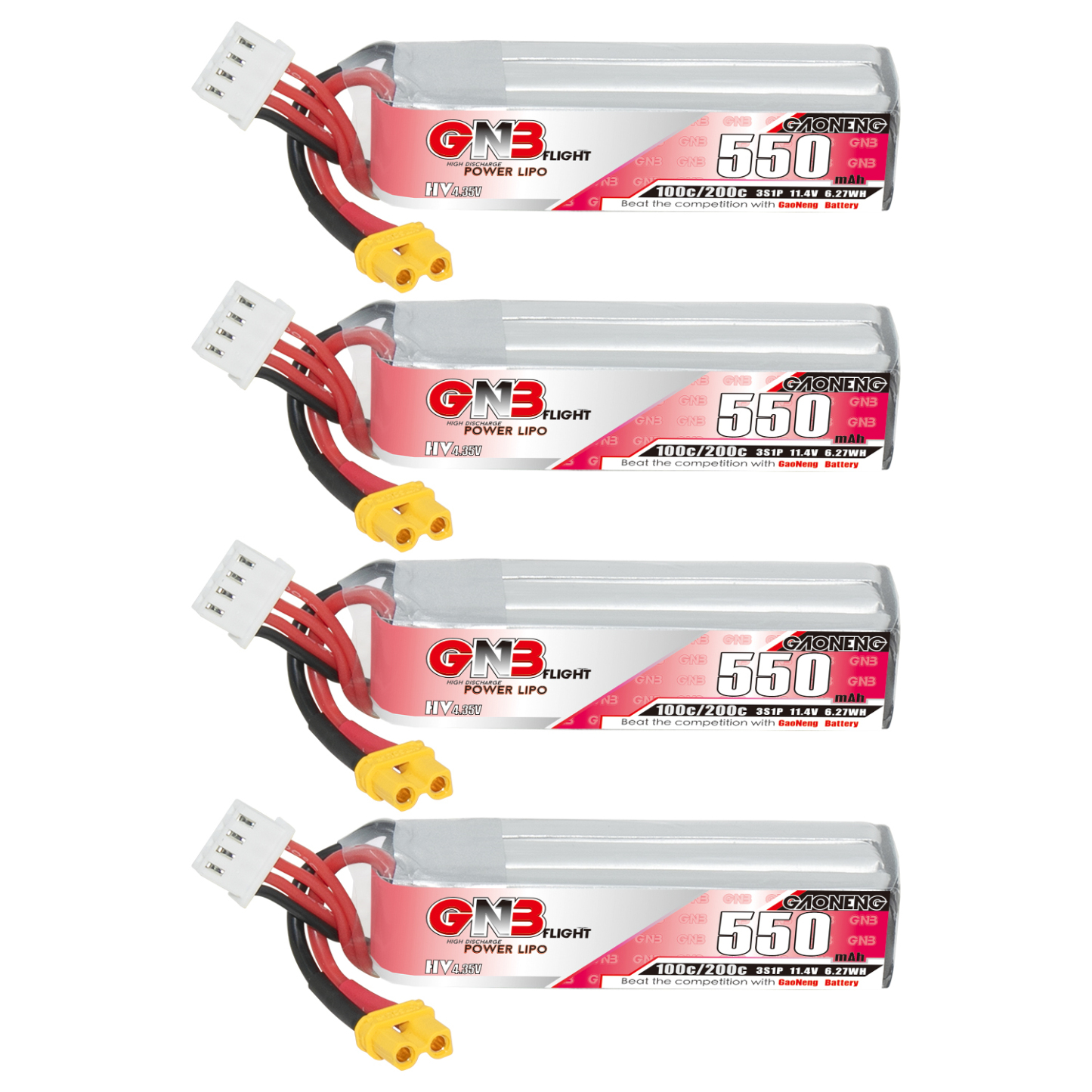 GAONENG GNB LiHV 3S 11.4V 550mAh 100C XT30 LiPo Battery Long Type