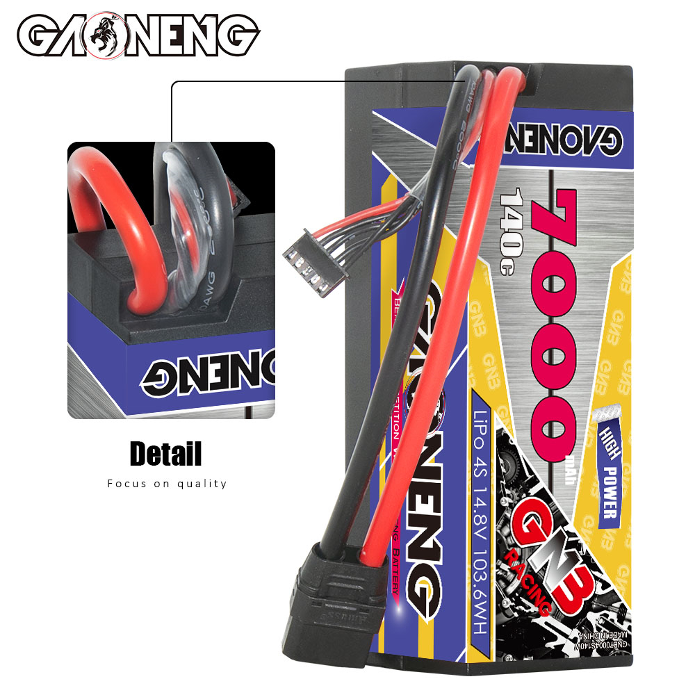 GAONENG GNB 4S 14.8V 7000mAh 140C Cabled Hard Case LiPo Battery XT90