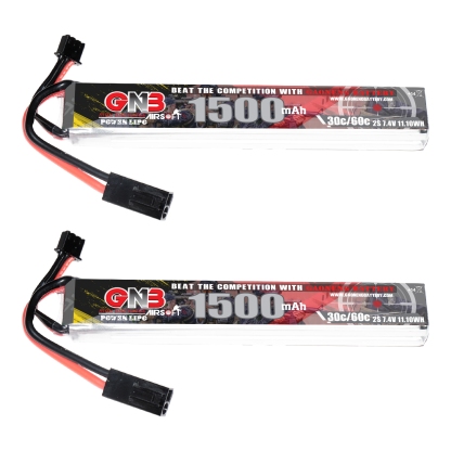 2PCS - GAONENG GNB 2S 7.4V 1500mAh 30C Mini Tamiya LiPo Battery for AirSoft