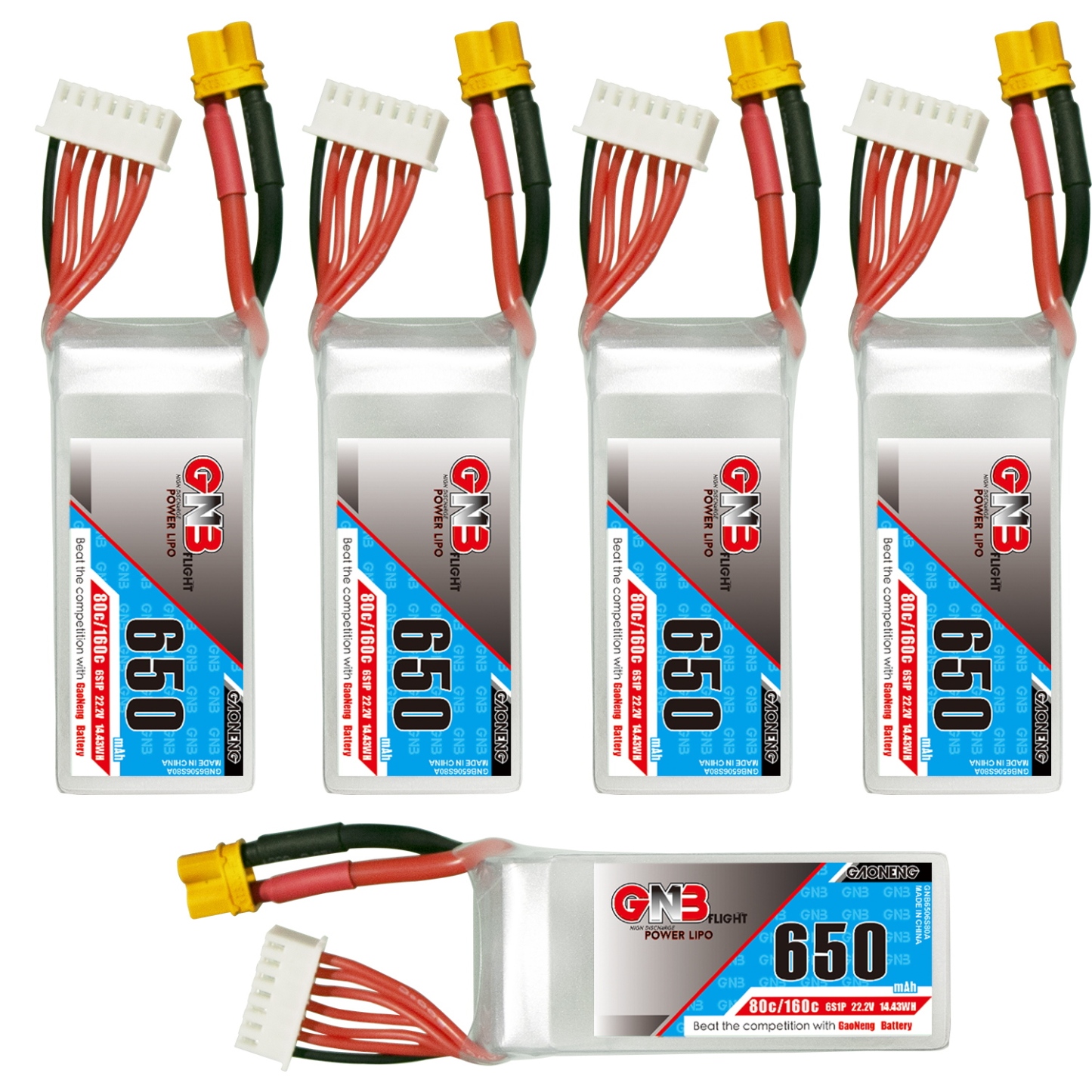 GAONENG GNB 6S 22.2V 650mAh 80C XT30 LiPo Battery