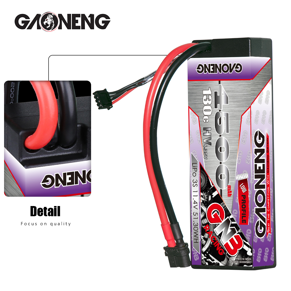 1PC - GAONENG GNB LiHV 3S 11.4V 4500mAh 130C LCG Cabled Hard Case LiPo Battery XT60