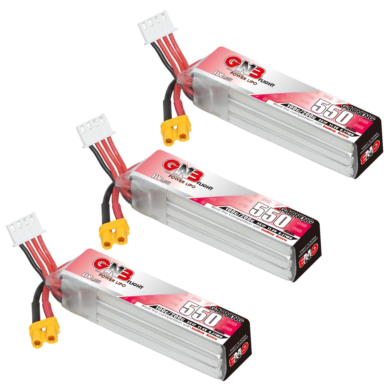 GAONENG GNB LiHV 3S 11.4V 550mAh 100C XT30 LiPo Battery Long Type
