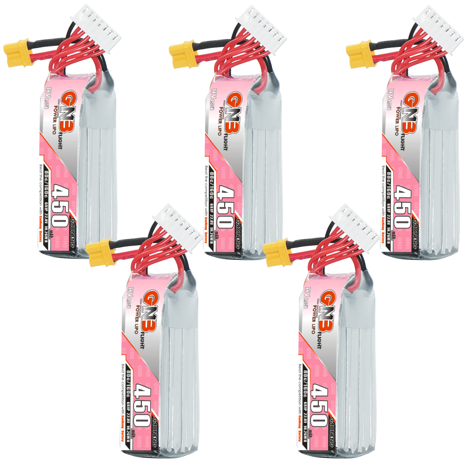 GAONENG GNB LiHV 6S 22.8V 450mAh 80C XT30 LiPo Battery Long Type