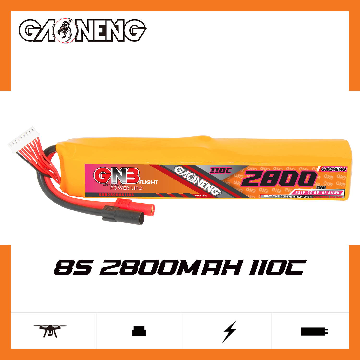 GAONENG GNB 8S 29.6V 2800mAh 110C LiPo Battery XT150