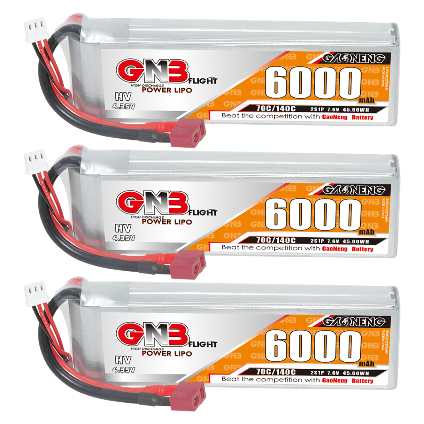 GAONENG GNB HV 2S 7.6V 6000mAh 70C LiPo Battery T-PLUG