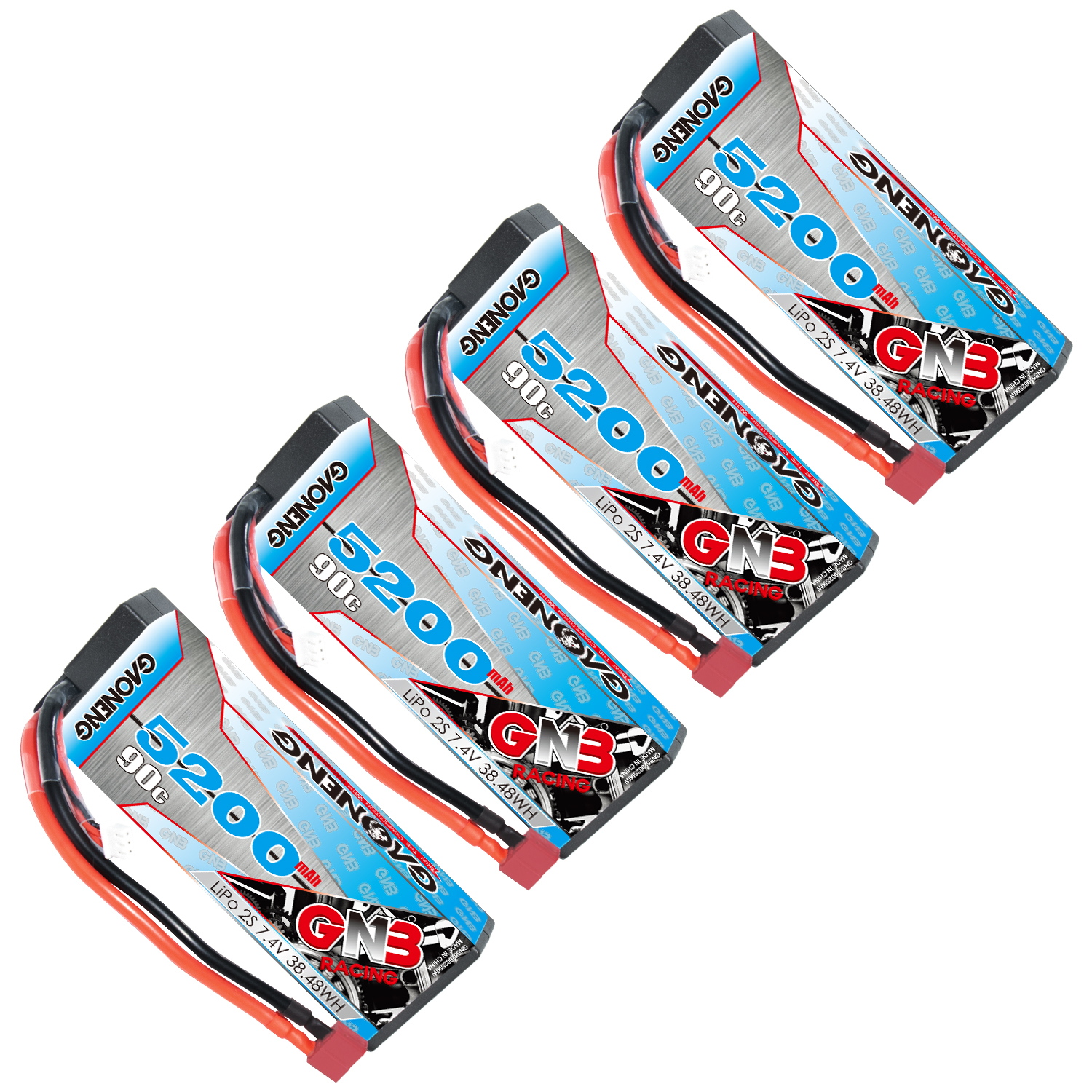 GAONENG GNB 2S 7.4V 5200mAh 90C Cabled Hard Case LiPo Battery T-Plug