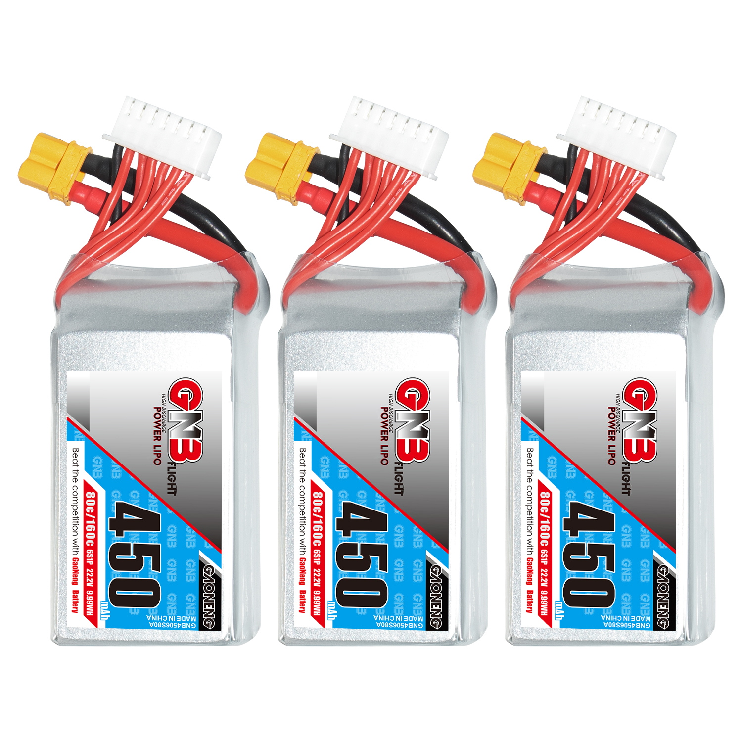 GAONENG GNB 6S 22.2V 450mAh 80C XT30 LiPo Battery