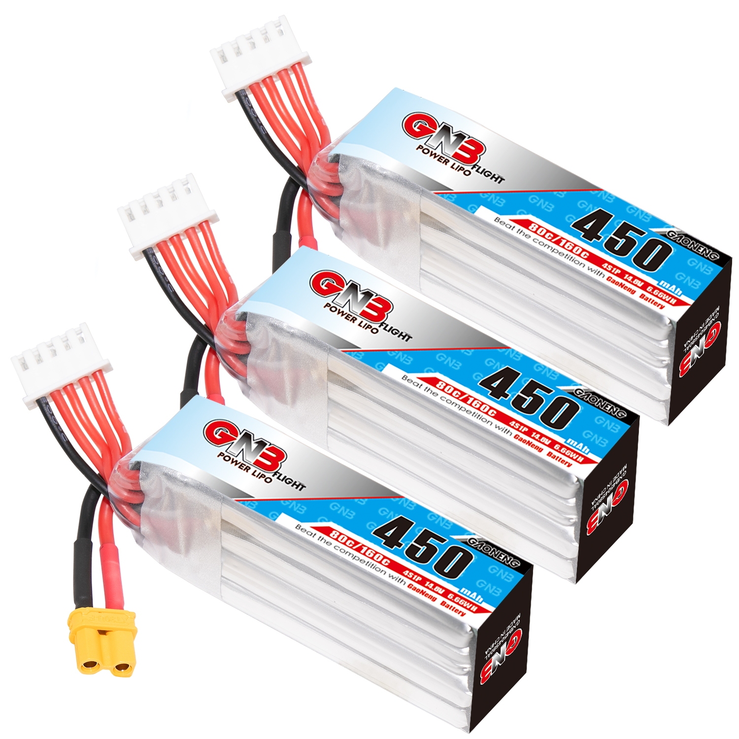GAONENG GNB 4S 14.8V 450mAh 80C XT30 LiPo Battery Long Type