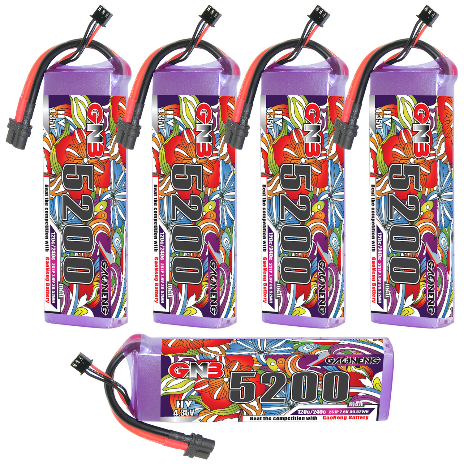 GAONENG GNB LiHV 2S 7.6V 5200mAh 120C LiPo Battery XT60