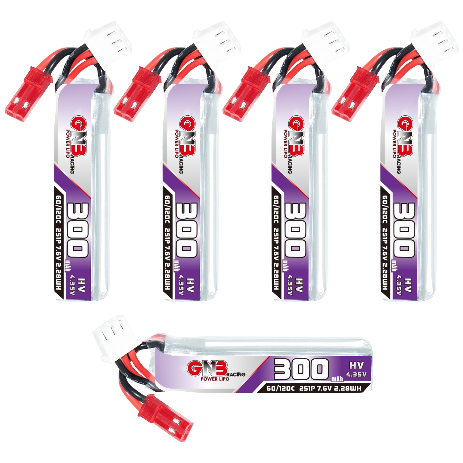 GAONENG GNB LiHV 2S 7.6V 300mAh 60C JST LiPo Battery