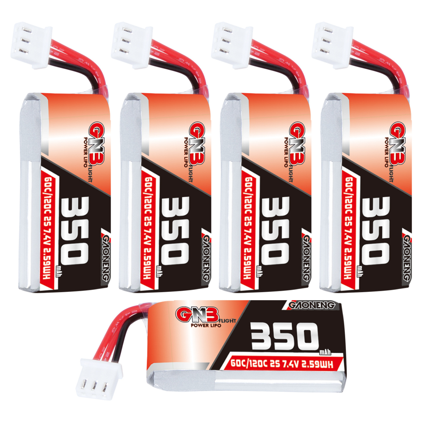 GAONENG GNB 2S 7.4V 350mAh 60C LiPo Battery XH2.54 3Pin Connector