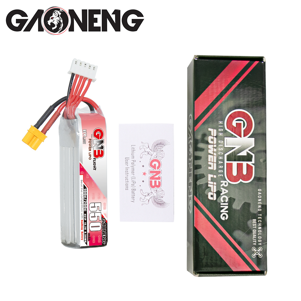 2PCS - GAONENG GNB LiHV 4S 15.2V 550mAh 100C XT30 LiPo Battery Long Type
