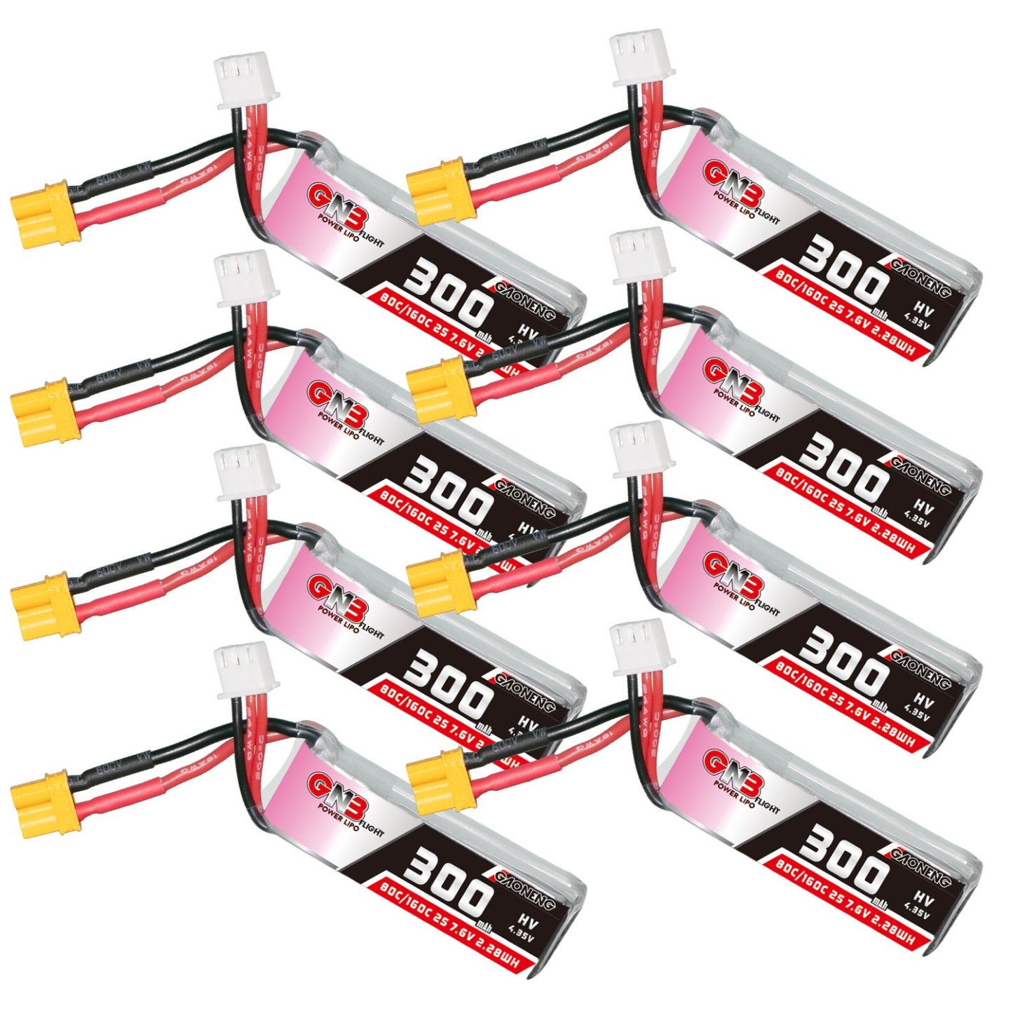 GAONENG GNB LiHV 2S 7.6V 300mAh 80C XT30 LiPo Battery