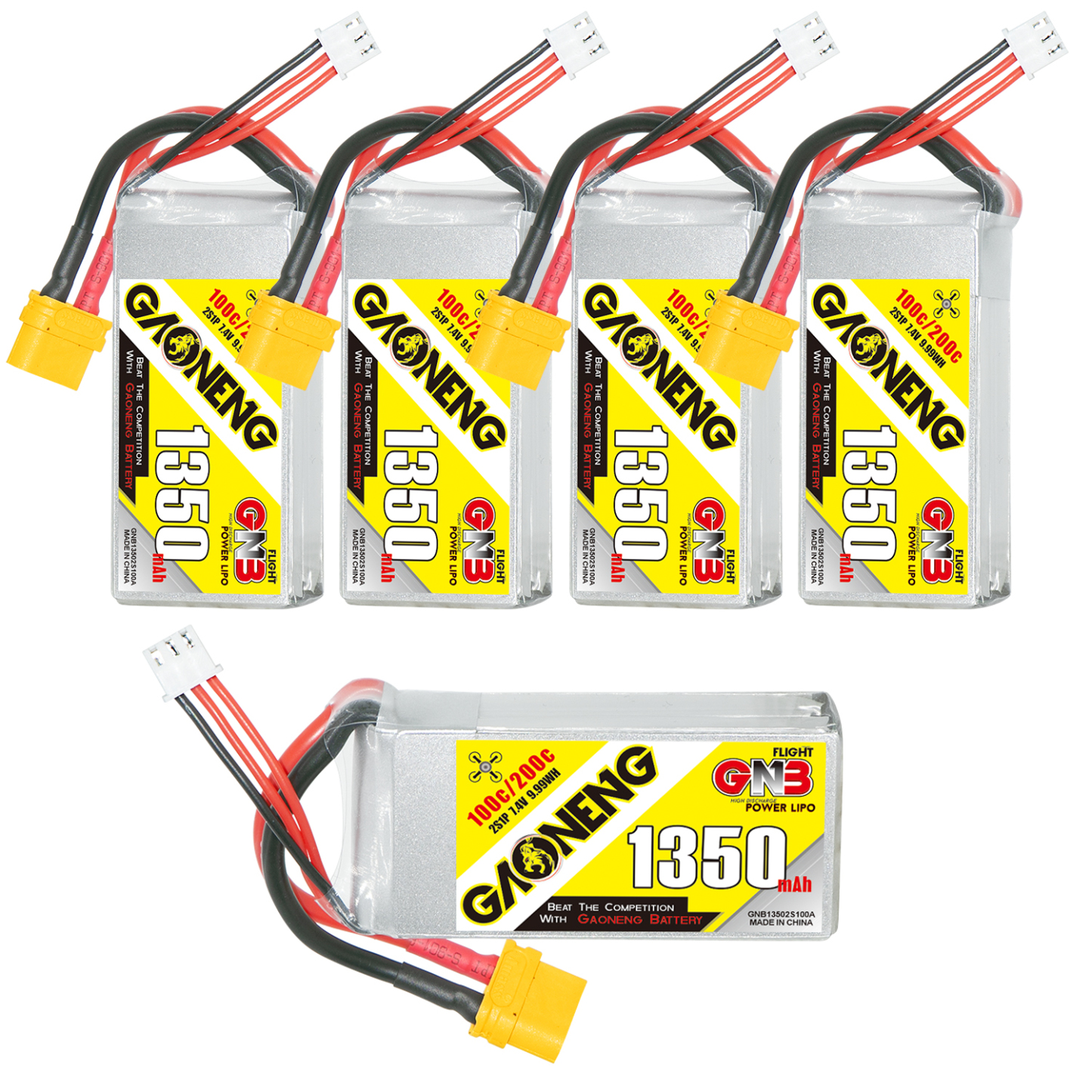 GAONENG GNB 2S 7.4V 1350mAh 100C XT60 LiPo Battery