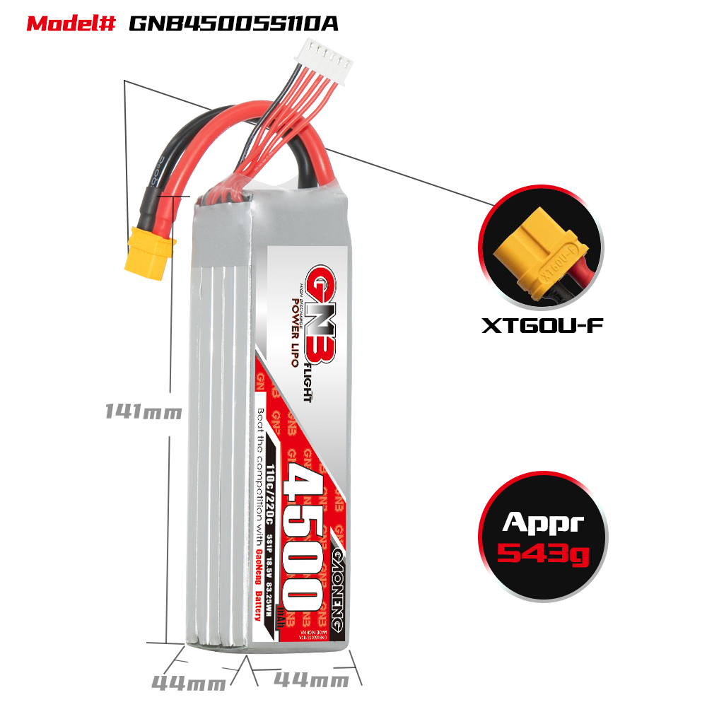 GAONENG GNB 5S 18.5V 4500mAh 110C LiPo Battery XT60