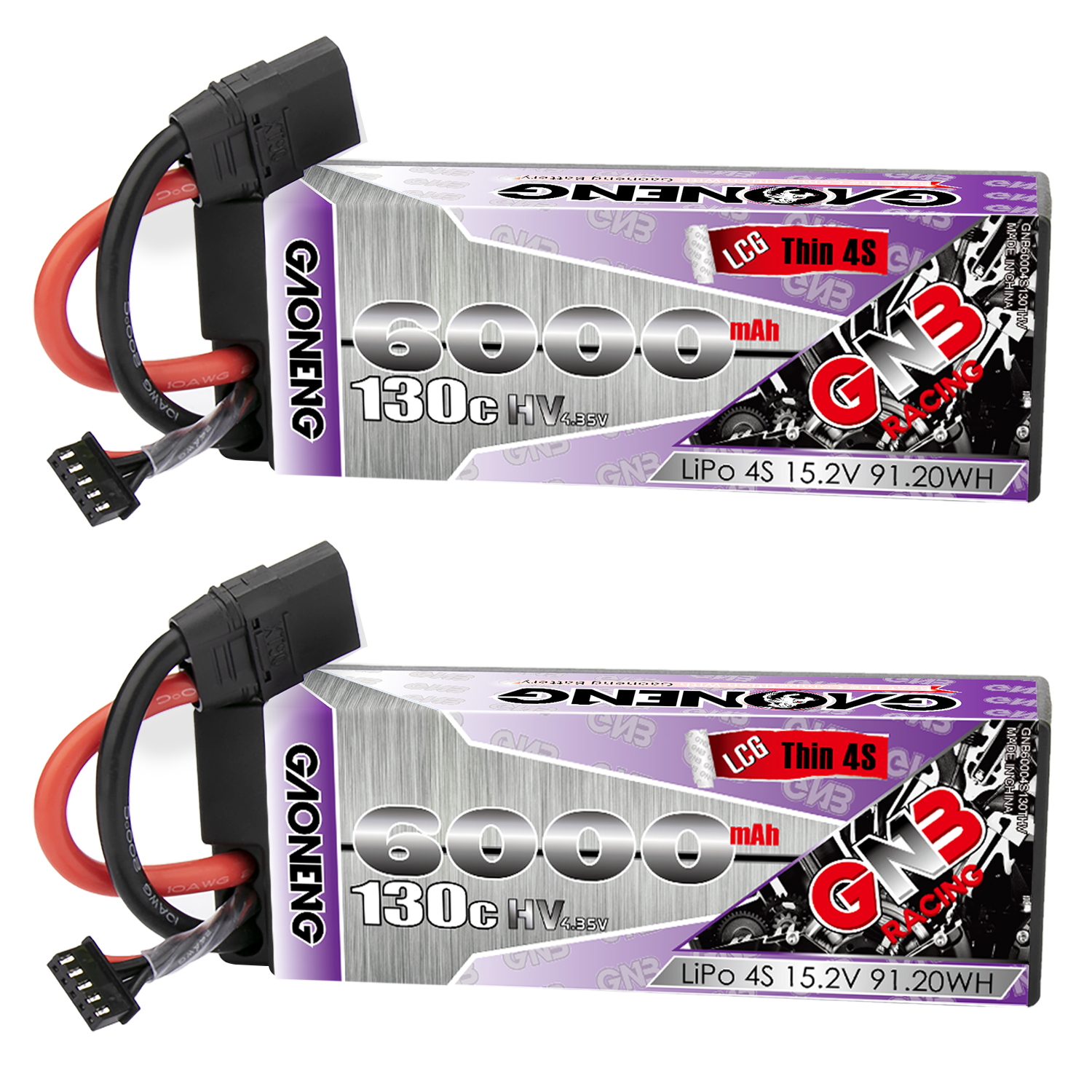 GAONENG GNB LiHV 4S 15.2V 6000mAh 130C LCG Cabled Hard Case LiPo Battery XT90