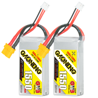 2PCS - GAONENG GNB 2S 7.4V 1550mAh 100C XT60 LiPo Battery