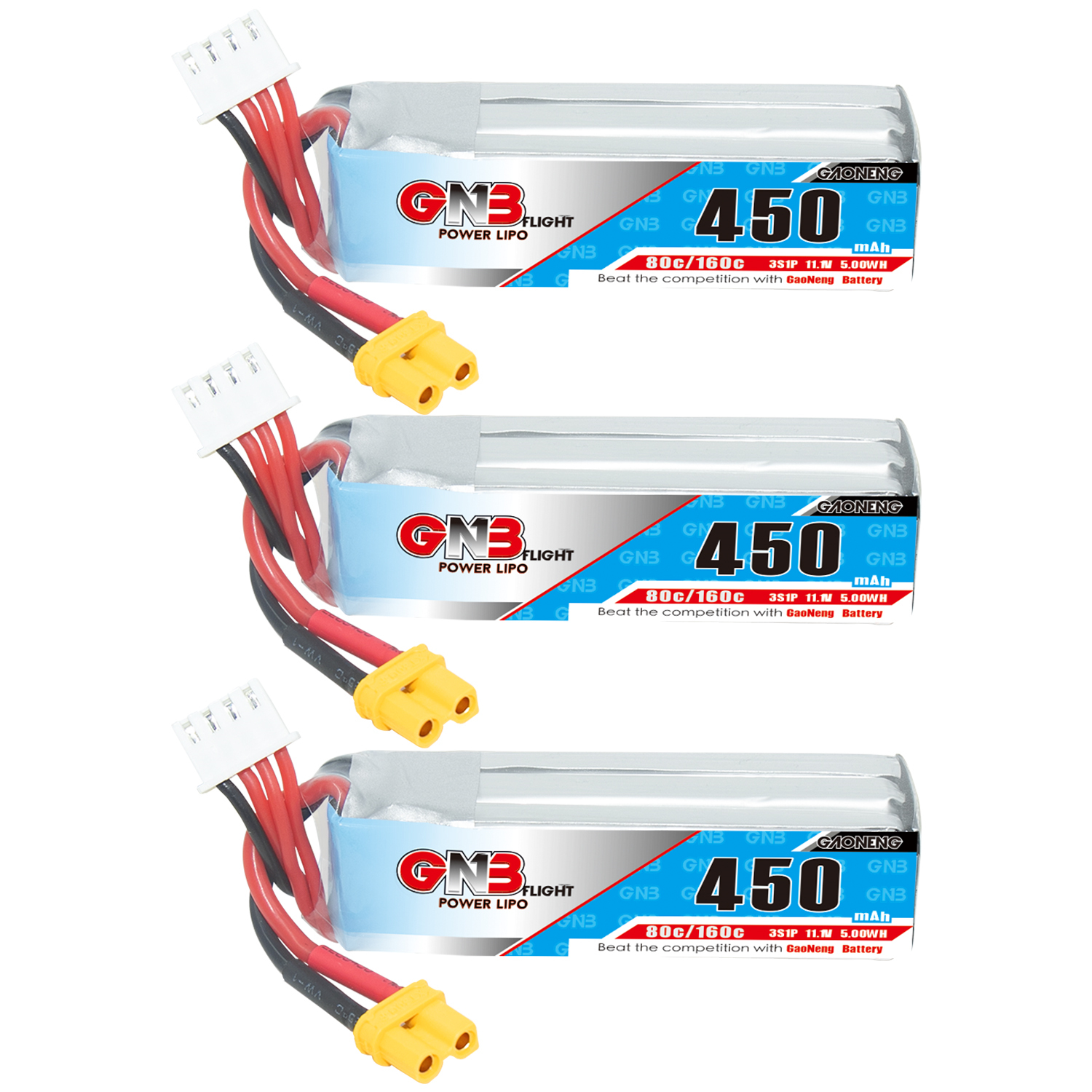 GAONENG GNB 3S 11.1V 450mAh 80C XT30 LiPo Battery Long Type