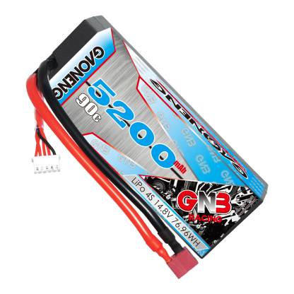 1PC - GAONENG GNB 4S 14.8V 5200mAh 90C Cabled Hard Case LiPo Battery T-PLUG