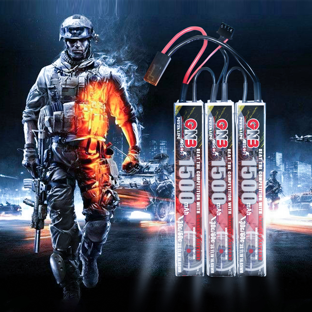 2PCS - GAONENG GNB 3S 11.1V 1500mAh 30C Mini Tamiya Plug 3cells LiPo Battery for AirSoft