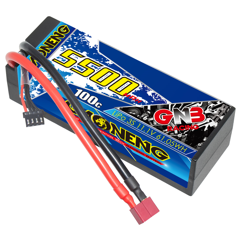 GAONENG GNB 3S 11.1V 5500mAh 100C Cabled Hard Case LiPo Battery T-PLUG