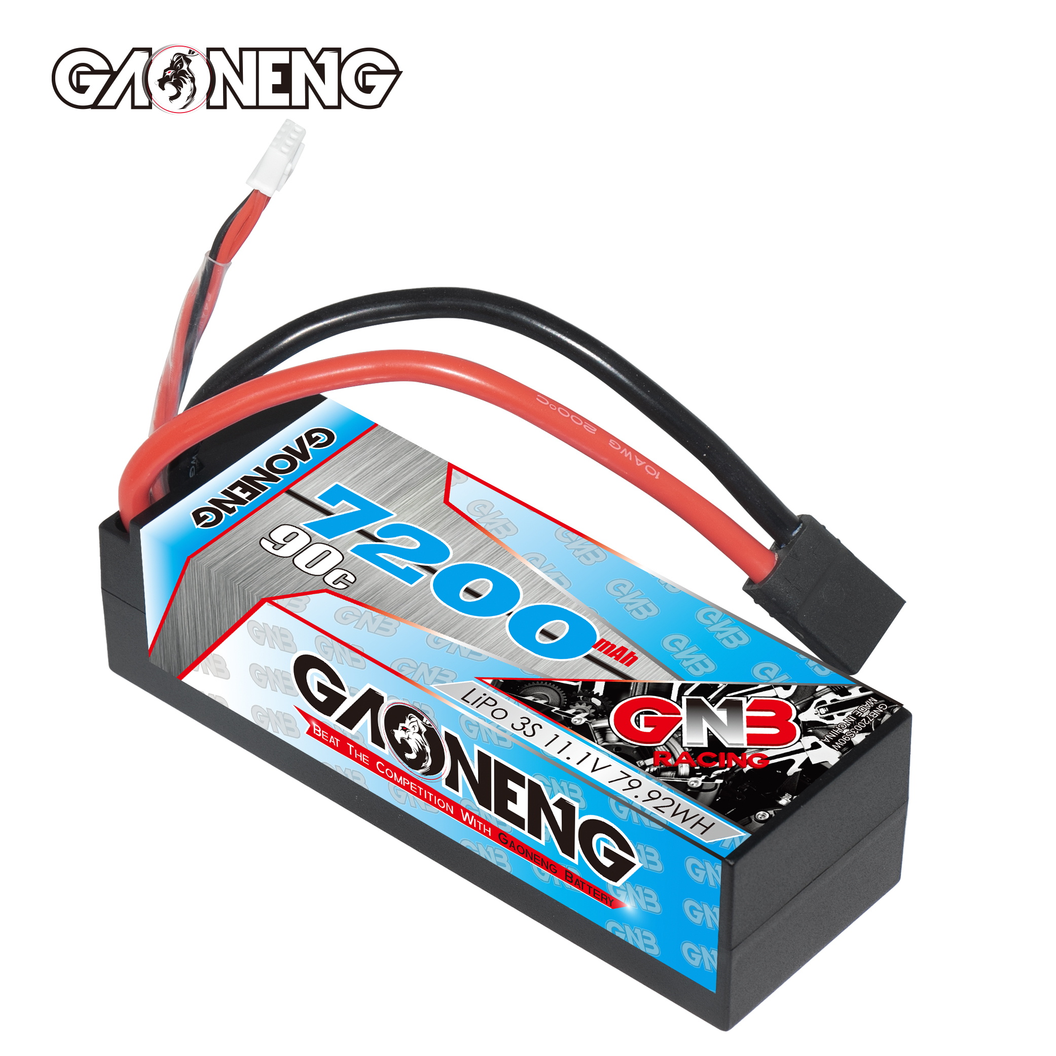 GAONENG GNB 3S 11.1V 7200mAh 90C Cabled Hard Case LiPo Battery TRX Connector