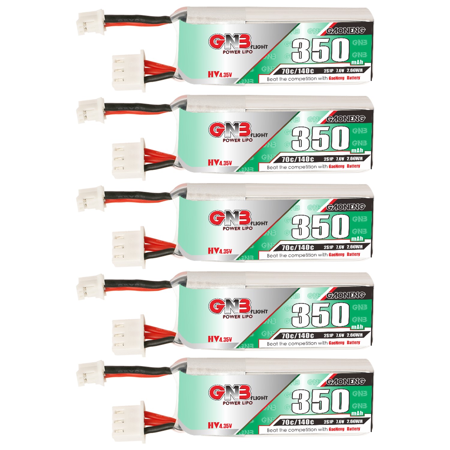 GAONENG GNB LiHV 2S 7.6V 350mAh 70C LiPo Battery PH2.0