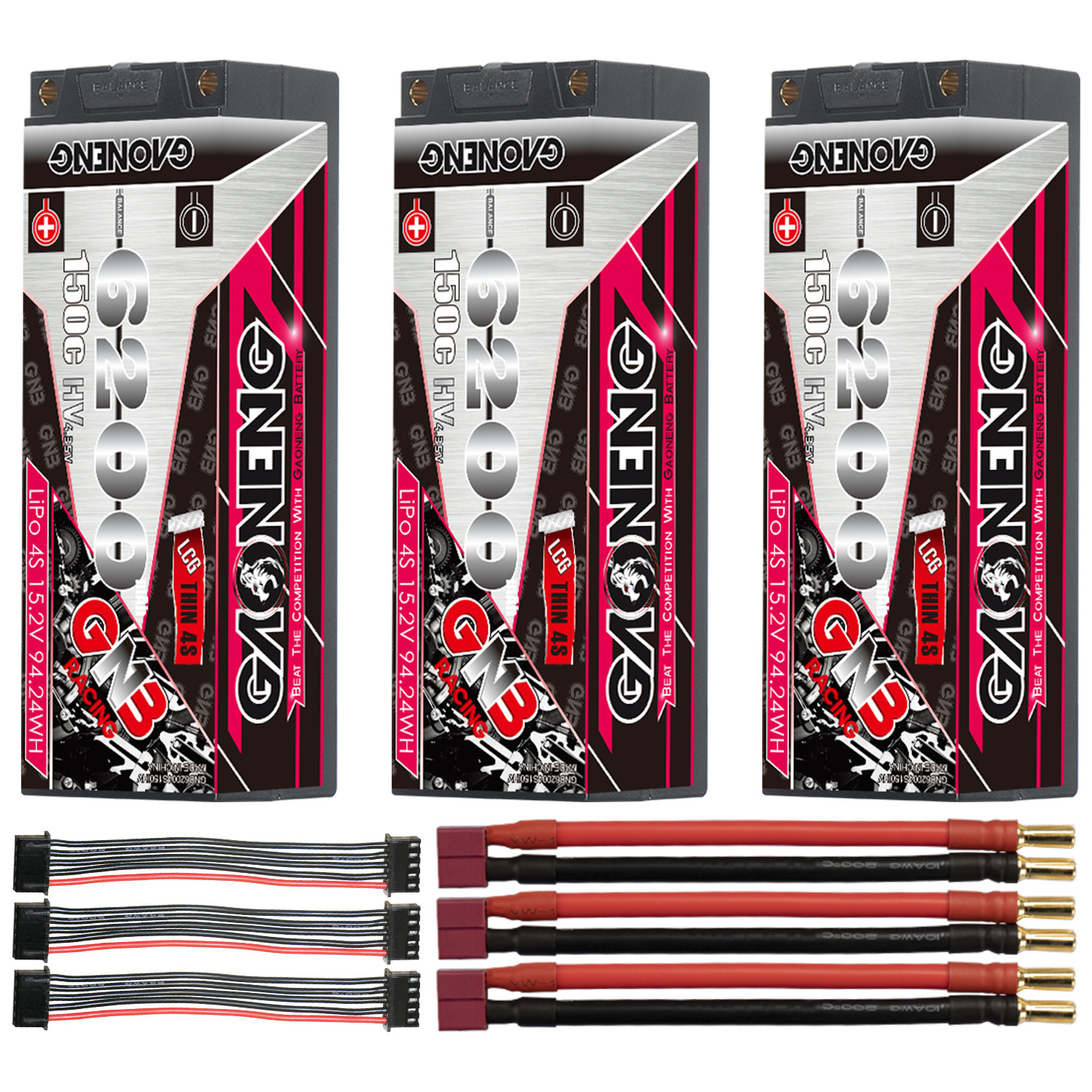 GAONENG GNB LiHV 4S 15.2V 6200mAh 150C 5mm Bullet LCG Thin 4S Hard Case LiPo Battery