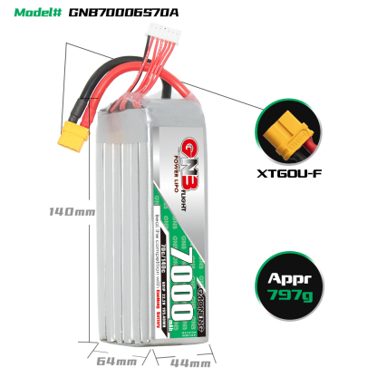 GAONENG GNB 6S 22.2V 7000mAh 70C LiPo Battery XT60
