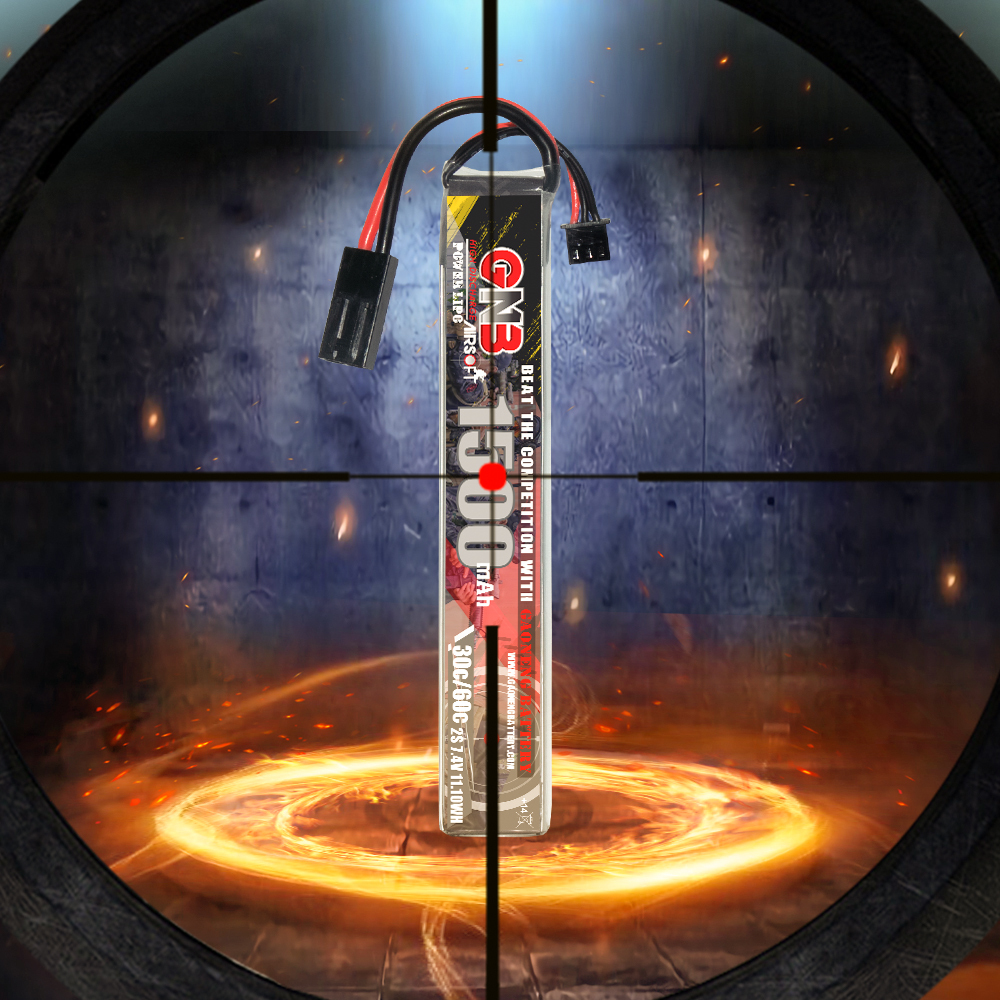 2PCS - GAONENG GNB 2S 7.4V 1500mAh 30C Mini Tamiya LiPo Battery for AirSoft