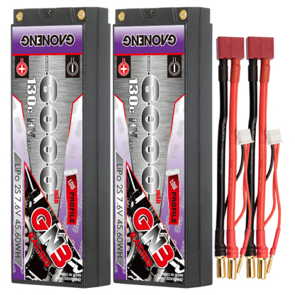 GAONENG GNB LiHV 2S 7.6V 6000mAh 130C LCG 5mm Bullet Hard Case LiPo Battery