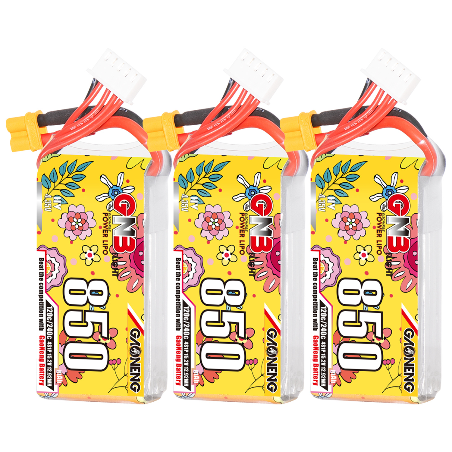 Gaoneng GNB 850mAh 7.6V/2s 11.4V/3s 15.2V/4s 60C HV リポ