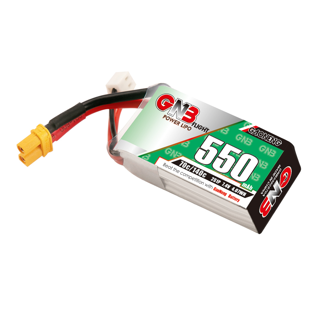 4PCS - GAONENG GNB 2S 7.4V 550mAh 70C XT30 LiPo Battery
