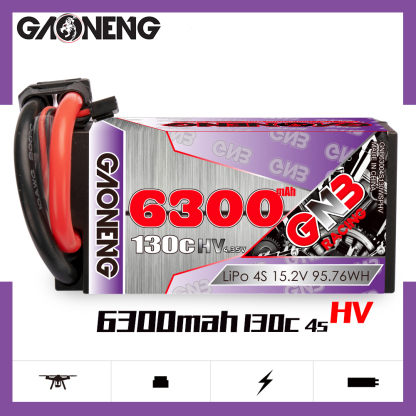 GAONENG GNB LiHV 4S 15.2V 6300mAh 130C Cabled 4S Shorty Hard Case LiPo Battery XT90