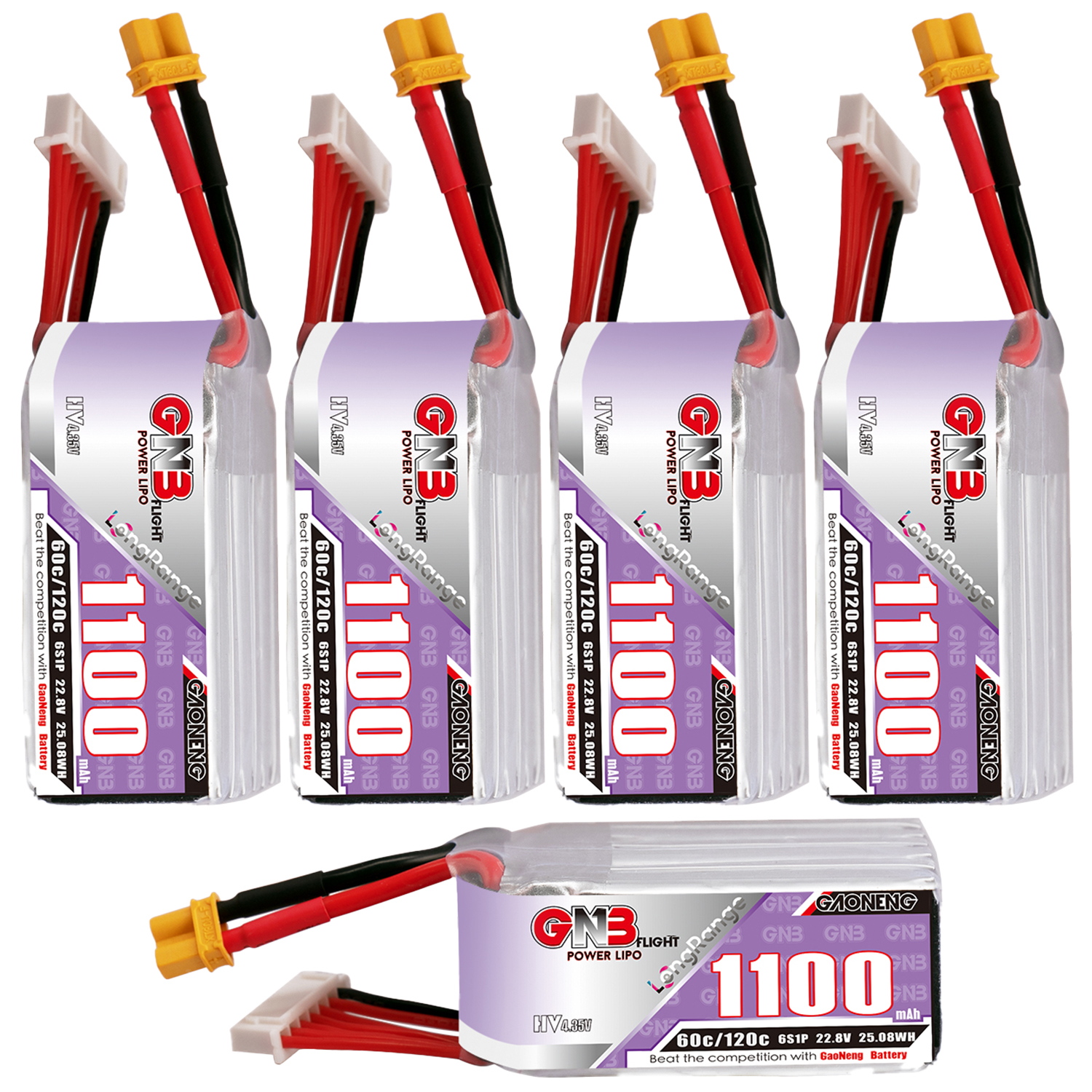 GAONENG GNB LiHV 6S 22.8V 1100mAh 60C XT30 LiPo Battery LongRange