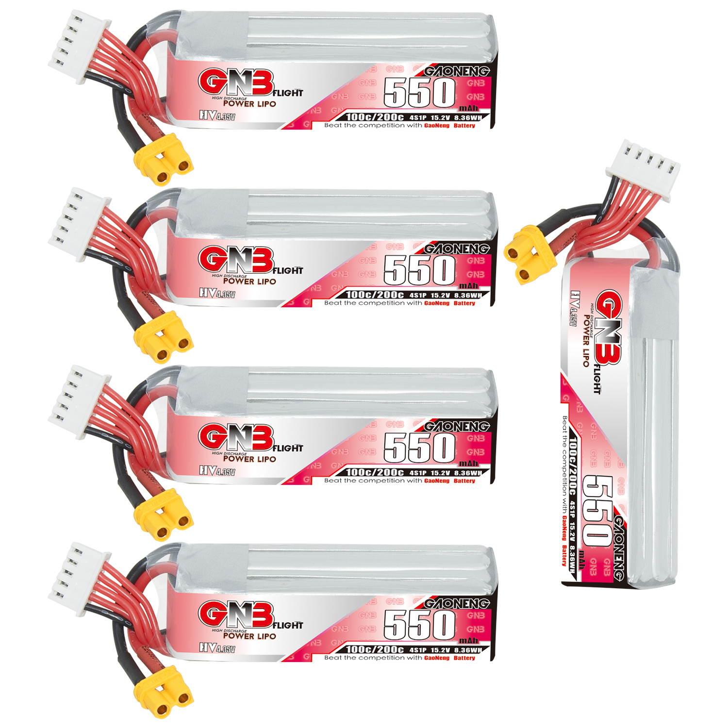 GAONENG GNB LiHV 4S 15.2V 550mAh 100C XT30 LiPo Battery Long Type