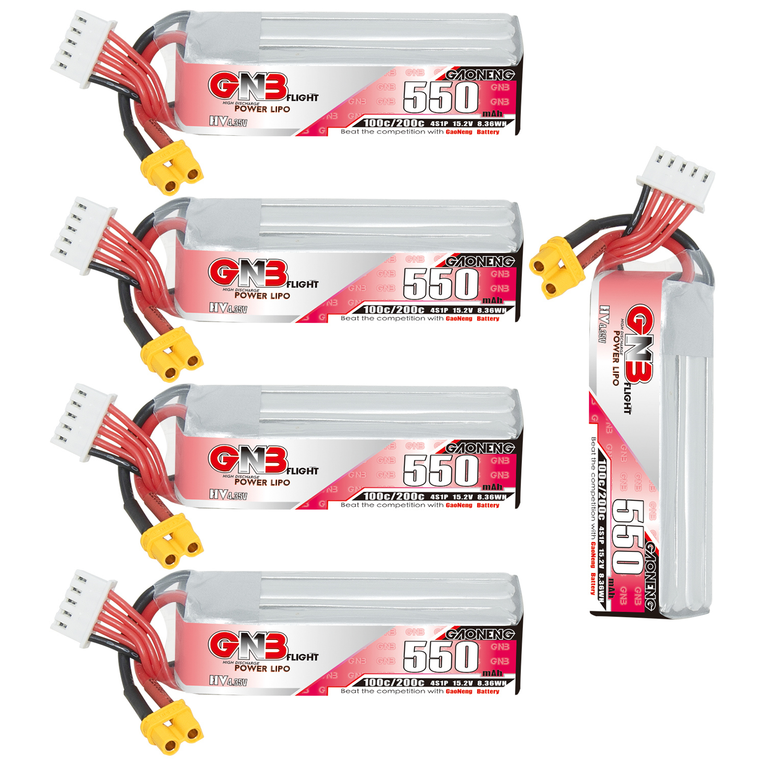 GAONENG GNB LiHV 4S 15.2V 550mAh 100C XT30 LiPo Battery Long Type