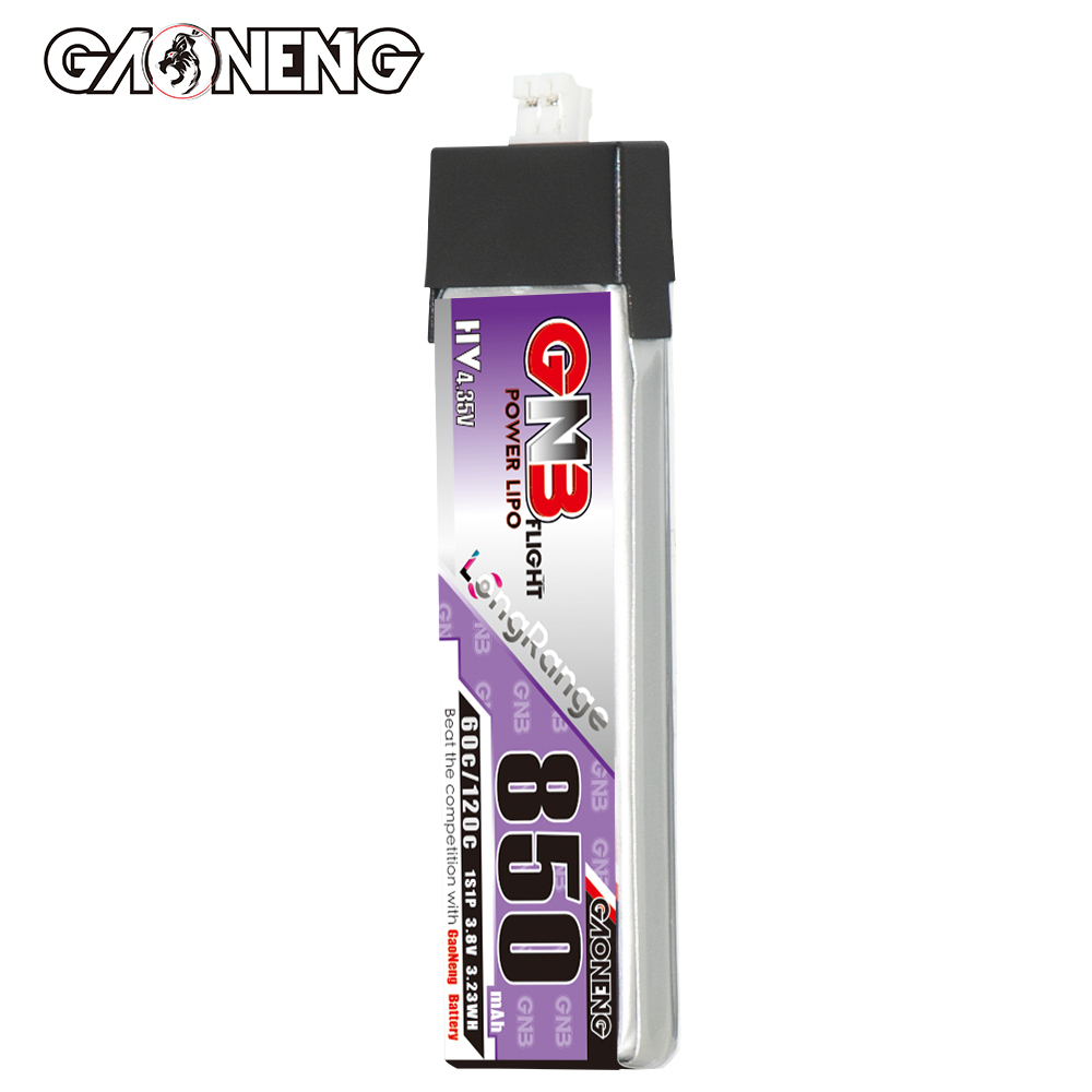 GAONENG GNB LiHV 1S 3.8V 850mAh 60C PH2.0 Plastic Head LiPo Battery Long Range