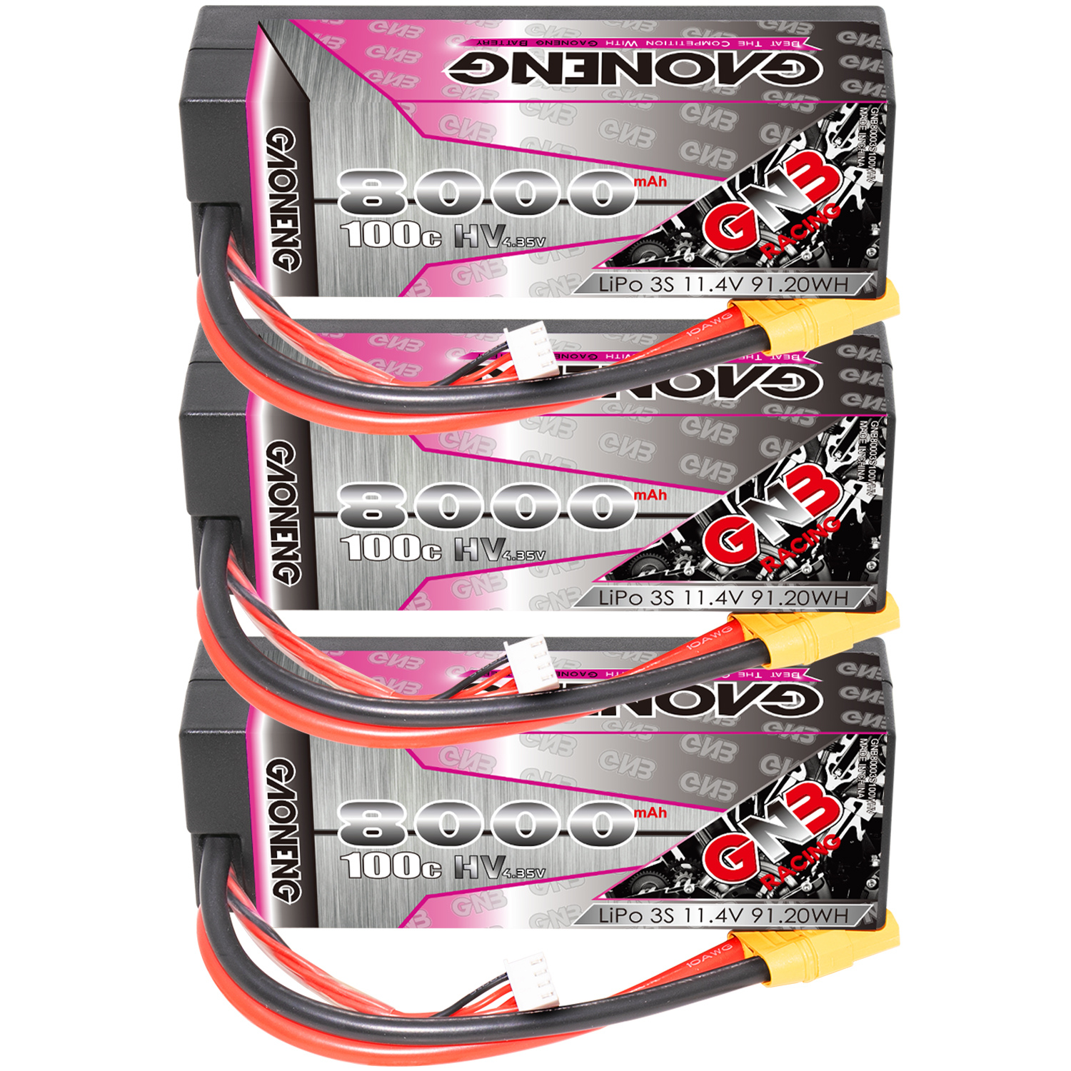 GAONENG GNB LiHV 3S 11.4V 8000mAh 100C Cabled Hard Case LiPo Battery XT90